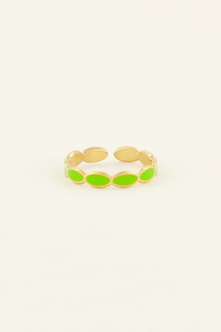 Trendjuwelier Bemelmans - My Jewellery Groene Ring Met Bubbles Goud R15