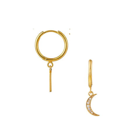 Trendjuwelier Bemelmans - Orelia pavé Moon Hoop Earrings - Gold