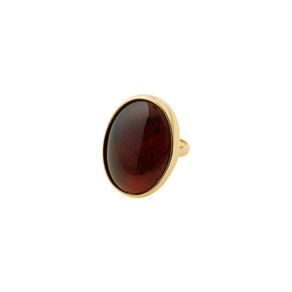 PILGRIM Still Ring Gold Plated Brown Stone