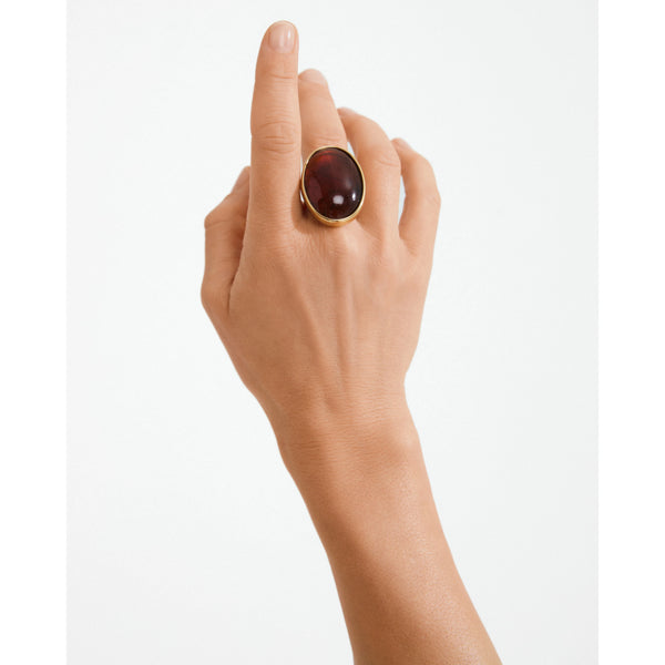 PILGRIM Still Ring Gold Plated Brown Stone