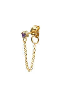 Xzota Birthstone Earring Amethyst Gold