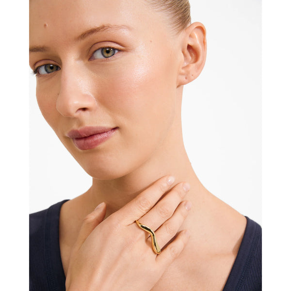 PILGRIM Evon Double Ring Gold Plated