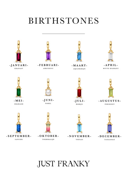 Just Franky Geboortesteen Bedel Baguette November Goud