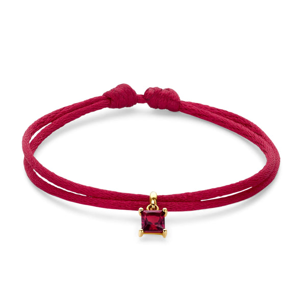 Just Franky Geboortesteen Bedel Vierkant Maart Goud