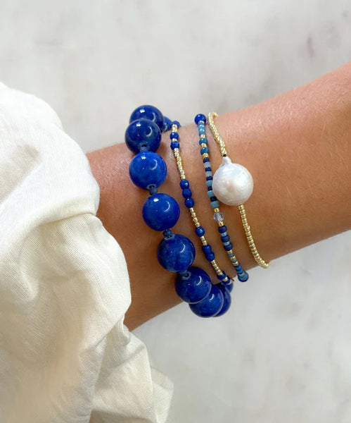 Le Veer Halo Bracelet Blue Goldplated