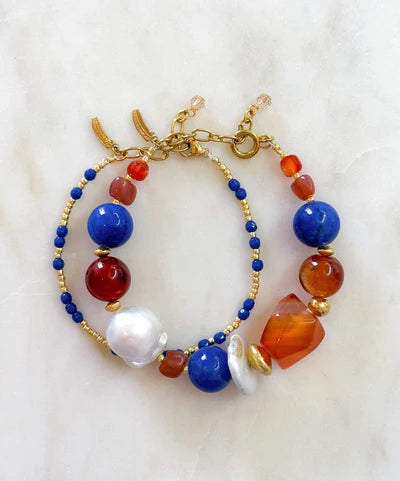 Le Veer Halo Bracelet Blue Goldplated