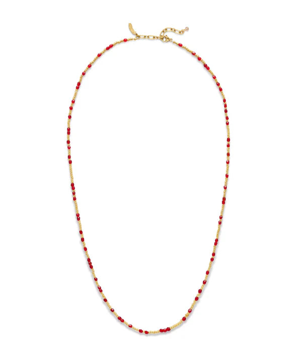 Le Veer Halo Necklace Red Goldplated