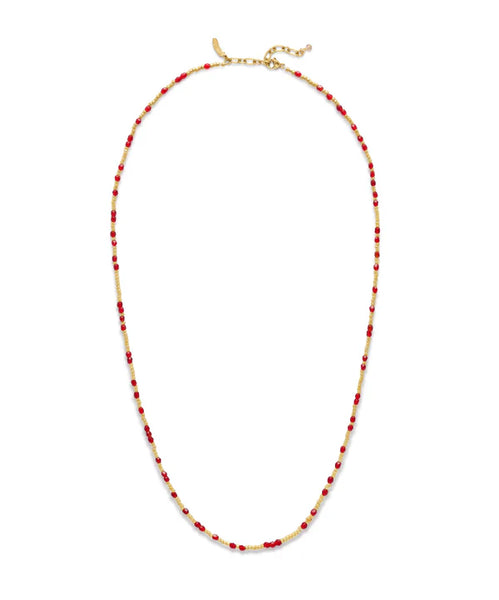 Le Veer Halo Necklace Red Goldplated