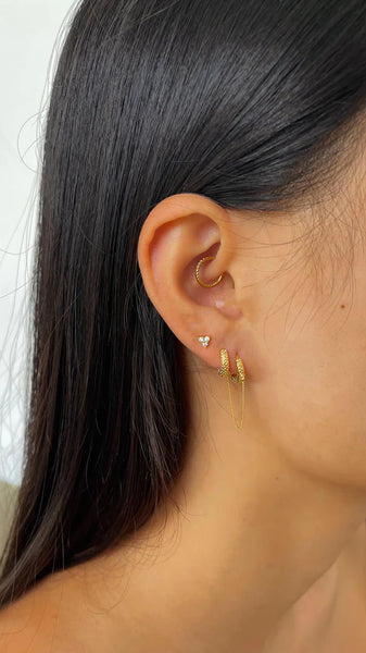 The Spice Of Life Hammered Hoop Chain Oorbel Goud