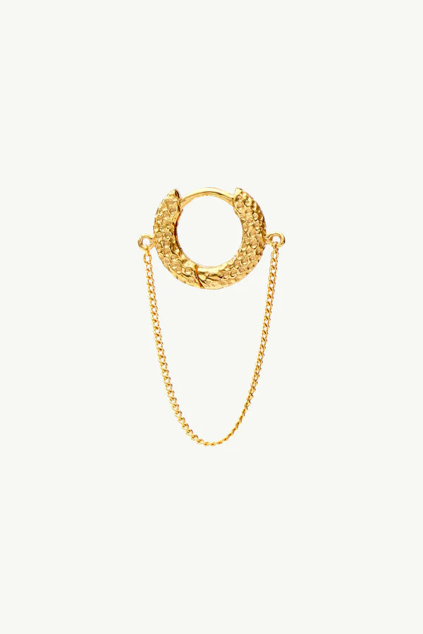 The Spice Of Life Hammered Hoop Chain Oorbel Goud