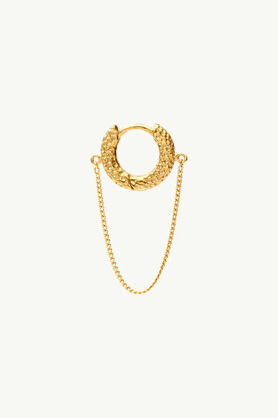 The Spice Of Life Hammered Hoop Chain Oorbel Goud