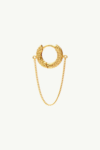 The Spice Of Life Hammered Hoop Chain Oorbel Goud