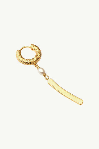 The Spice Of Life Hammered Pearl Bar Hoop Oorbel Goud