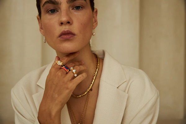 Mimi et Toi Ivy Ring Bordeaux Green Goldplated