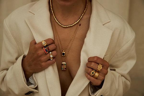 Mimi et Toi Ivy Ring Bordeaux Green Goldplated