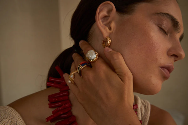 Mimi et Toi Ivy Ring Beige Goldplated