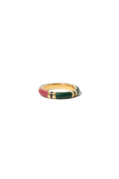 Mimi et Toi Ivy Ring Bordeaux Green Goldplated