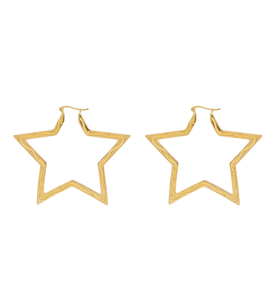 Large Funky Star Hoop Earrings Goldplated