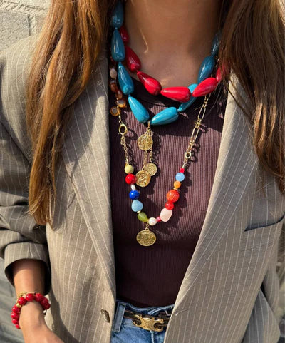 Le Veer Muse Necklace Red Goldplated