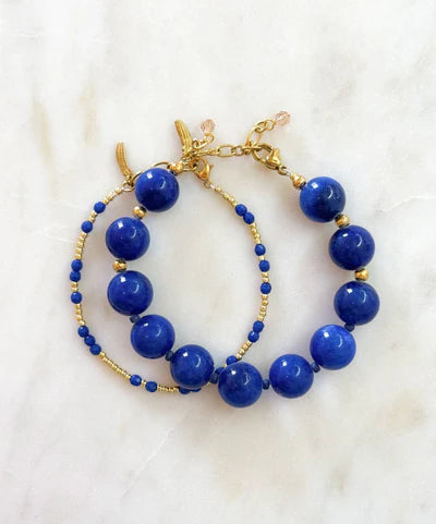 Le Veer Navy Bold Bracelet Goldplated