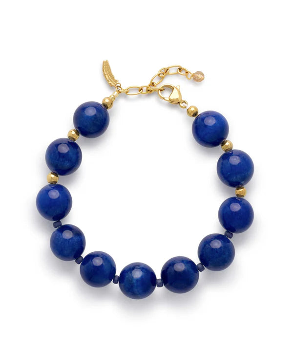 Le Veer Navy Bold Bracelet Goldplated