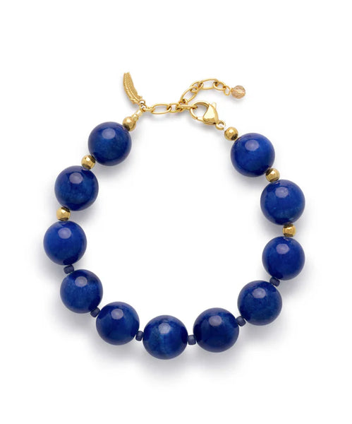 Le Veer Navy Bold Bracelet Goldplated