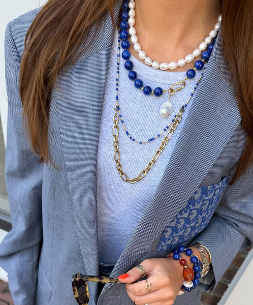 Le Veer Navy Bold Necklace Goldplated