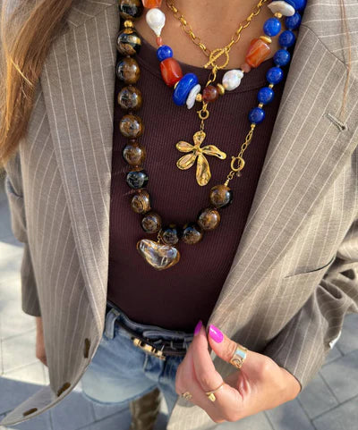 Le Veer Navy Bold Necklace Goldplated