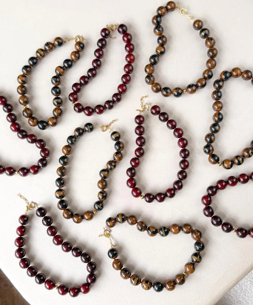 Le Veer Nova Necklace Burgundy Goldplated