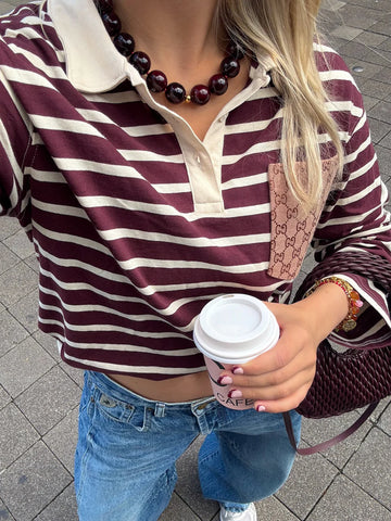 Le Veer Nova Necklace Burgundy Goldplated