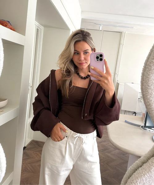 Le Veer Nova Necklace Chocolate Brown Goldplated