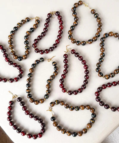 Le Veer Nova Necklace Chocolate Brown Goldplated