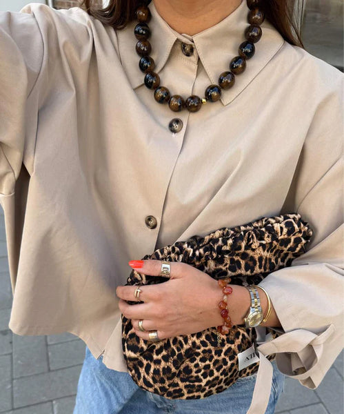 Le Veer Nova Necklace Chocolate Brown Goldplated