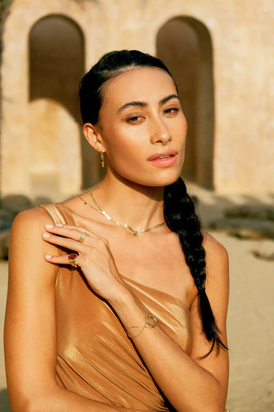 The Spice Of Life Onyx Chain Hoop Oorbel Zilver