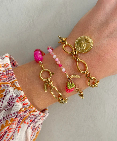 Le Veer Raspberry Rose Bracelet Gold