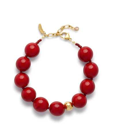 Le Veer Red Bold Bracelet Goldplated