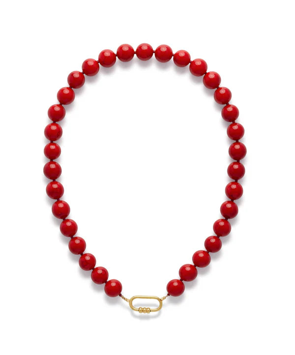 Le Veer Red Bold Necklace Goldplated