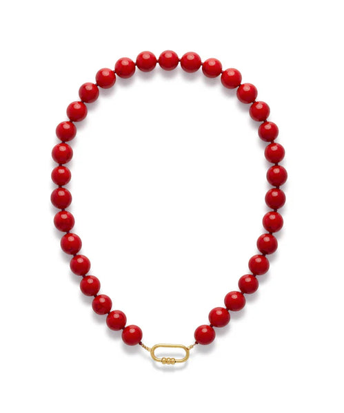 Le Veer Red Bold Necklace Goldplated
