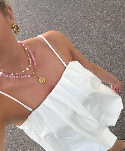 Le Veer Riviera Pink Necklace Goldplated
