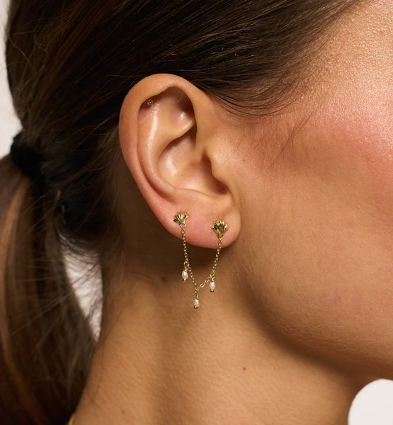 Anna + Nina Single Ocean's Opulence Chain Stud Goldplated