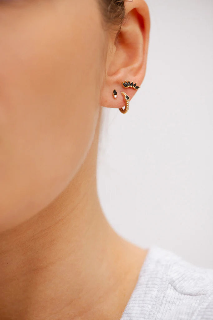 Bobby Rose Twig Onyx Goldfilled