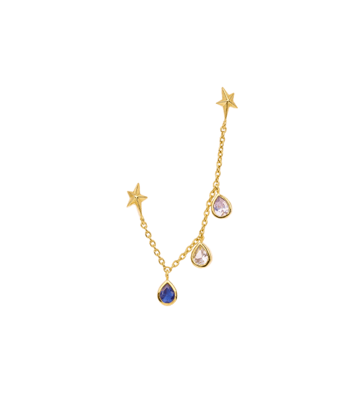 Trendjuwelier Bemelmans - Anna+Nina Single Star Rain Chain Stud Gold