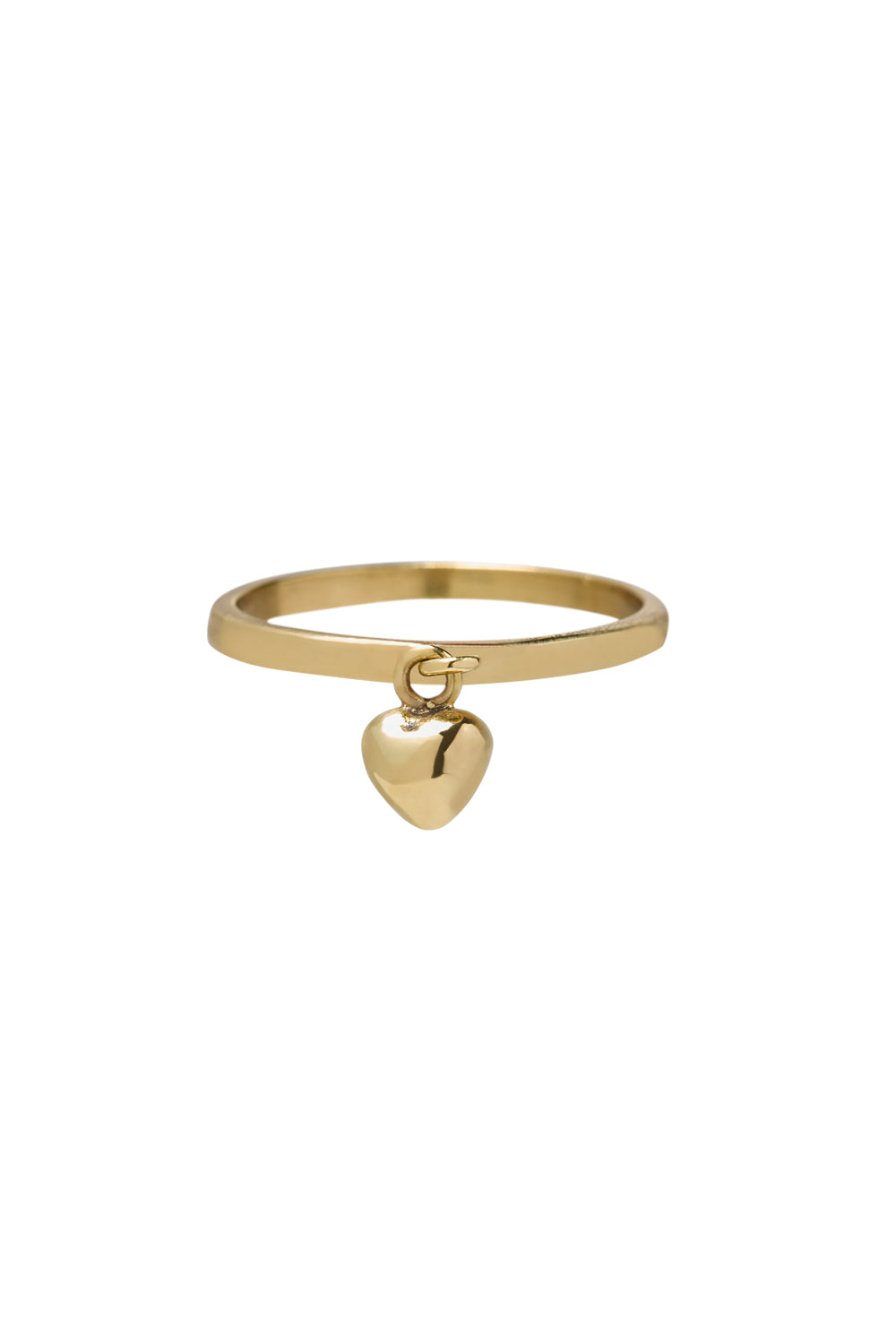 Xzota Hammered Ring With Heart Pendant Gold