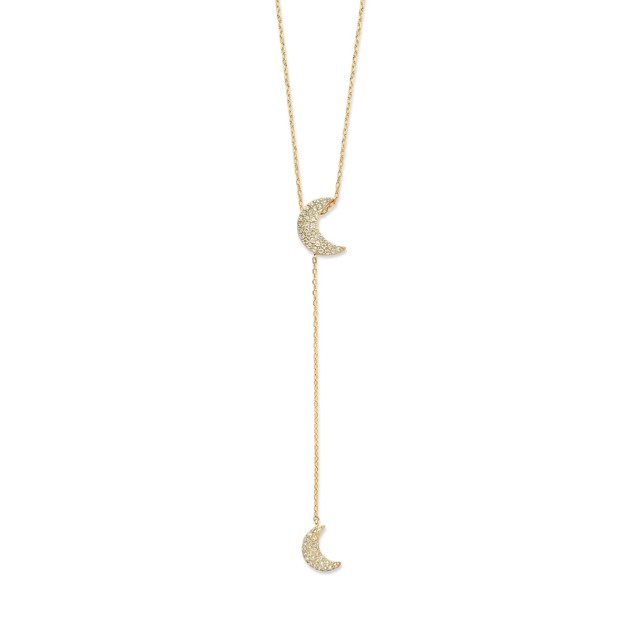 Just Franky Universe Dubbele Diamant Maan Ketting Goud