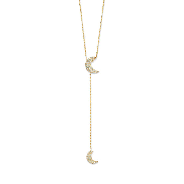 Just Franky Universe Dubbele Diamant Maan Ketting Goud