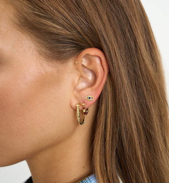Anna+Nina Single Maple Ring Earring Goldplated