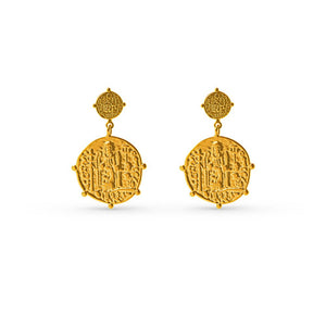 Trendjuwelier Bemelmans - Orelia Medallion Double Drop Earring Pale Gold