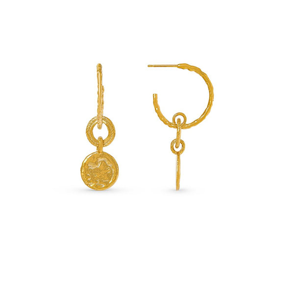 Trendjuwelier Bemelmans - Orelia Molten Coin Hoop Drop Earring Pale Gold