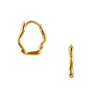 Trendjuwelier Bemelmans - Orelia Organic Wave Huggie Hoop Earrings Gold