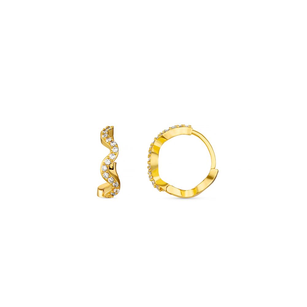 Trendjuwelier Bemelmans - Orelia Pave Wave Huggie Hoop Crystal Gold